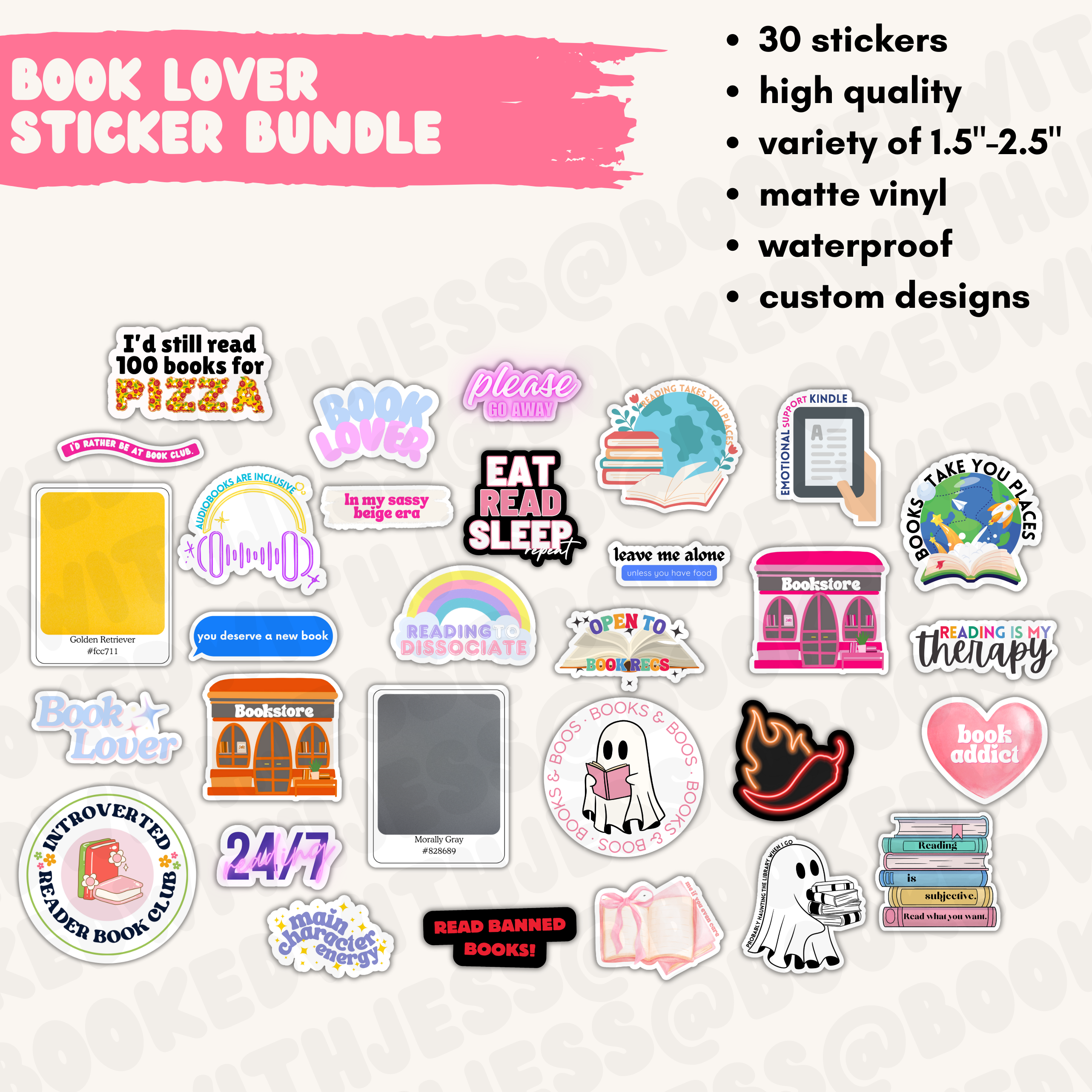 Booked with Jess - Wholesale Sticker - Bookish Sticker Pack2