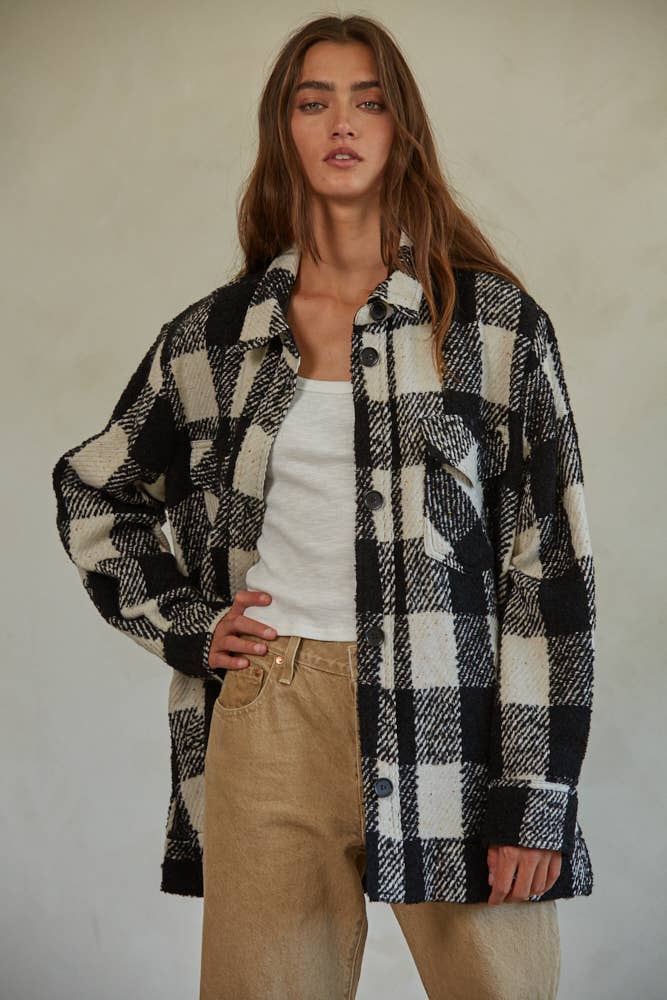 宅配便配送 Wholesale L6260 | Woven Wool Polyester Button Down Shirt ジャケット・アウター