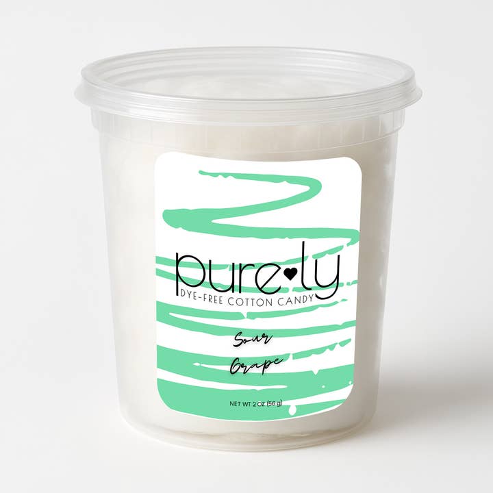 Barbe à Papa Sans Colorant Saveur Raisin Aigre 56 g Pot pour la vente par Purely Cotton Candy