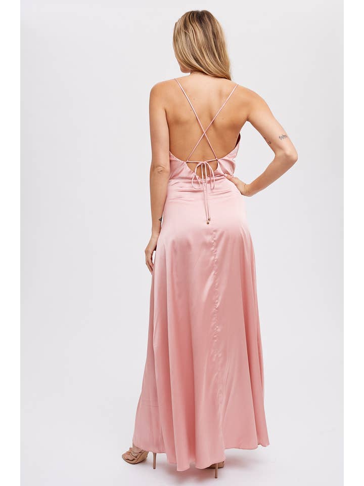 Bluivy - Wholesale Dress - Women's - DRAPE NECK SILKY MAXI DRESS9