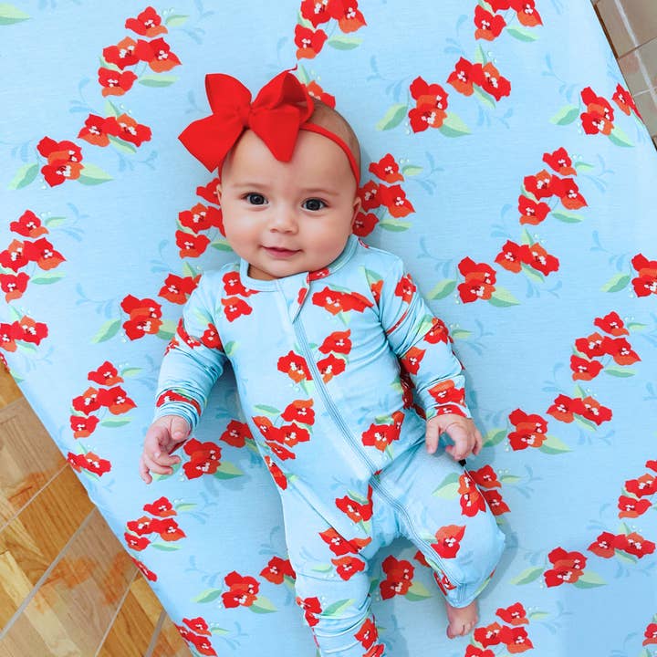 Lençol de Berço Flor Vermelha da Costa Amalfitana por atacado de Basically Soho