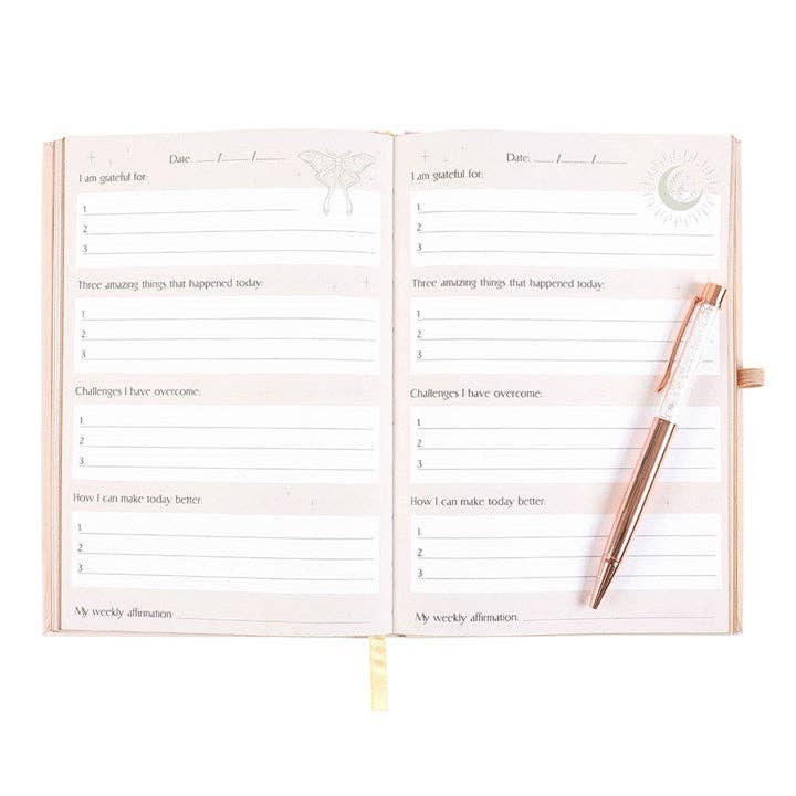 Something Different Wholesale - Wholesale Journal/Diary - Luna Moth Daily Reflection Journal with Clear Quartz Pen