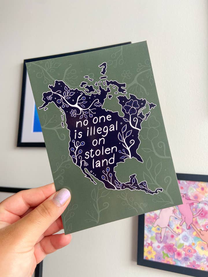 No one is Illegal on Stolen land 5x7" Print for wholesale by Wild Rabbit Beads