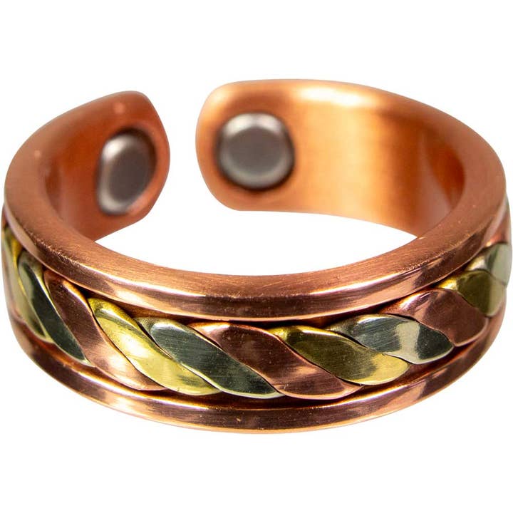 Kheops International - Wholesale Band/Stacked Ring - Adjustable Magnetic 3 Metal Twist Ring w/ Magnets (Each)