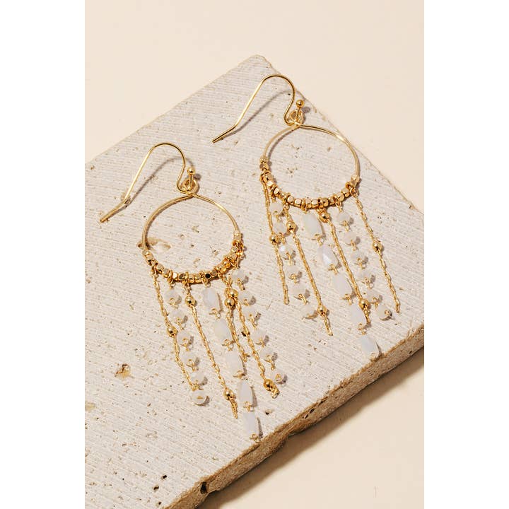 Anarchy Street - Wholesale Dangle Earrings - Mixed Glass Beaded Fringe Hoop Dangle Earrings