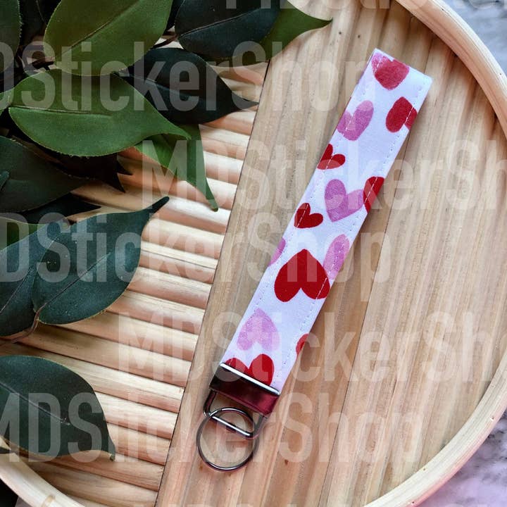 Lotta Love Heart Print Fabric Keychain for wholesale by MDStickerShop