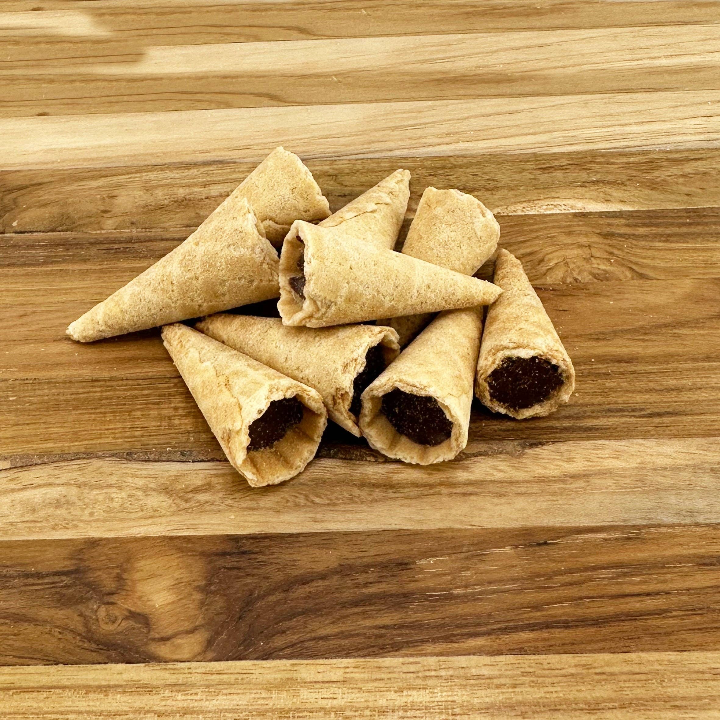 First Choice Candy – wholesale Chocolate-covered sweets – SALTED CARAMEL CHOCOLATE MINI WAFER CHOCOLATE CONES BITE SIZE 2.2 LB BOX1