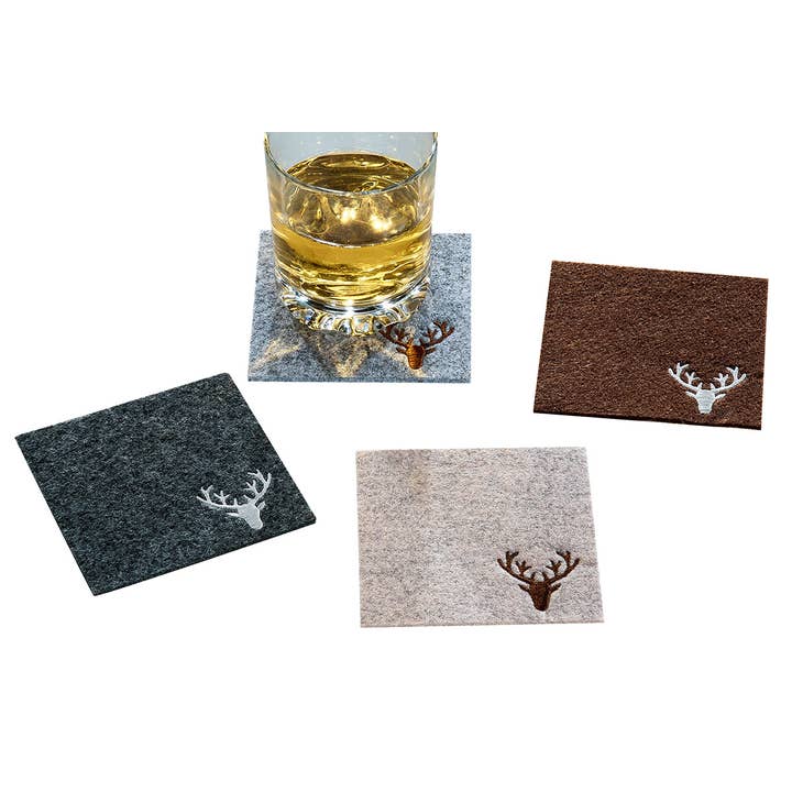 sous-verres en feutre cerf carré VE 24 pour la vente par Gilde Handwerk Macrander GmbH & Co. KG