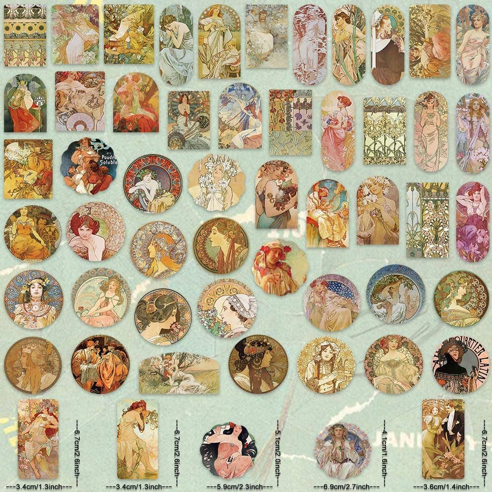 Magnifique Hearts - Wholesale Sticker - Alphonse Mucha Art Stickers – Bulk Vintage Packs (10/20/50)3