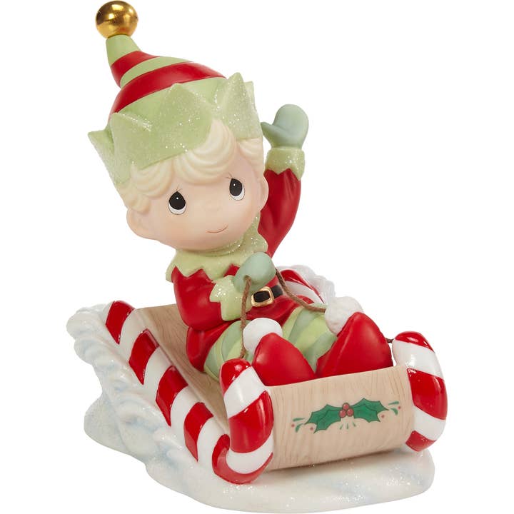 Precious Moments - Wholesale Christmas Decoration - Precious Moments Annual Elf On Toboggan Figurine