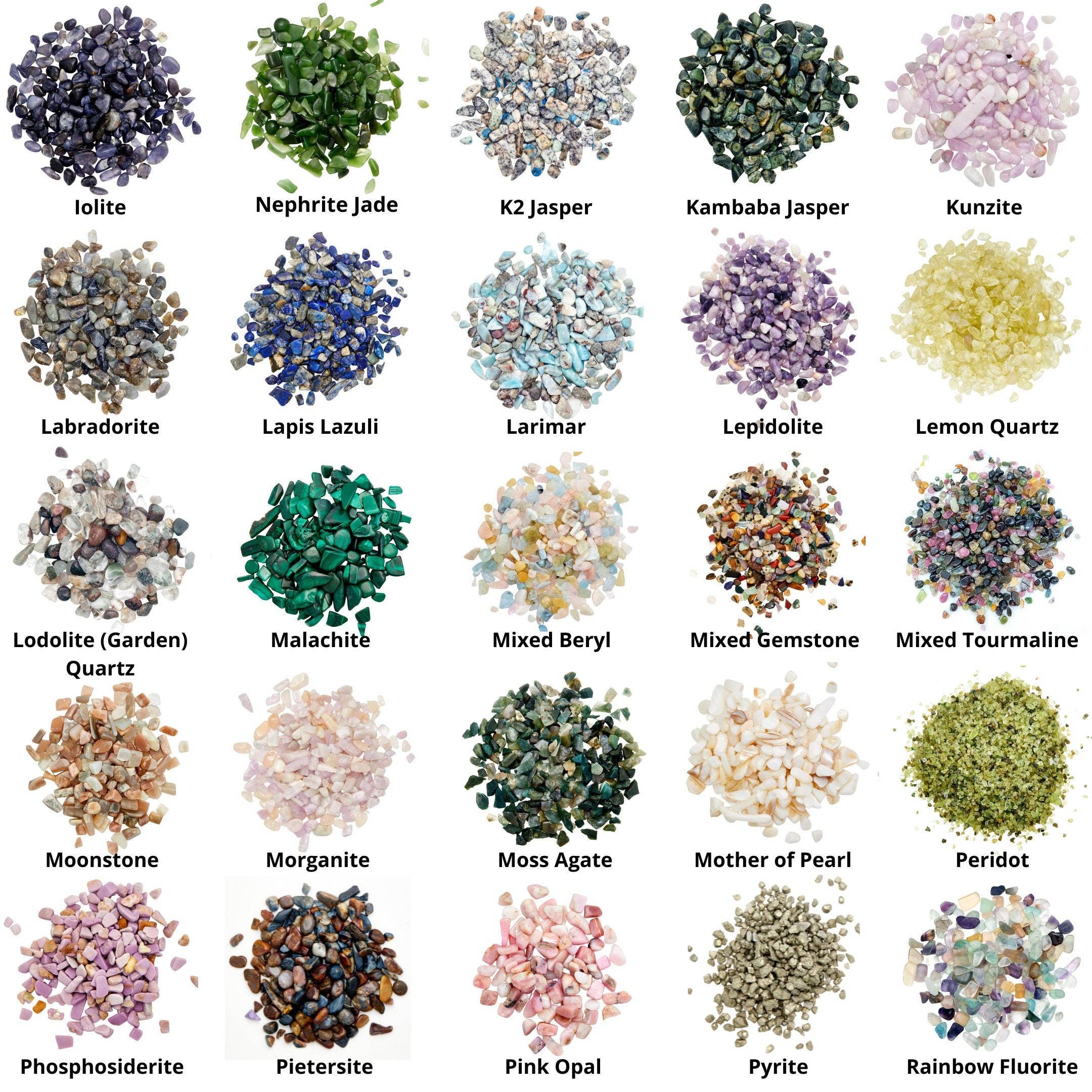 New Moon Beginnings - Wholesale Spiritual Stone/Crystal - Natural Gemstone Chips in a Bottle -70 stone types available71