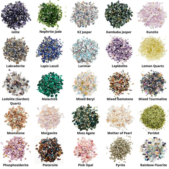 New Moon Beginnings - Wholesale Spiritual Stone/Crystal - Natural Gemstone Chips in a Bottle -70 stone types available71