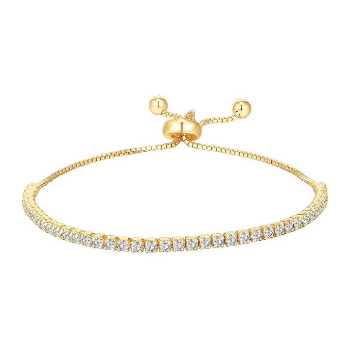 Bracelet "Tennis", acier plaqué or 18k, étanche pour la vente par Sutter Sisters Wholesale