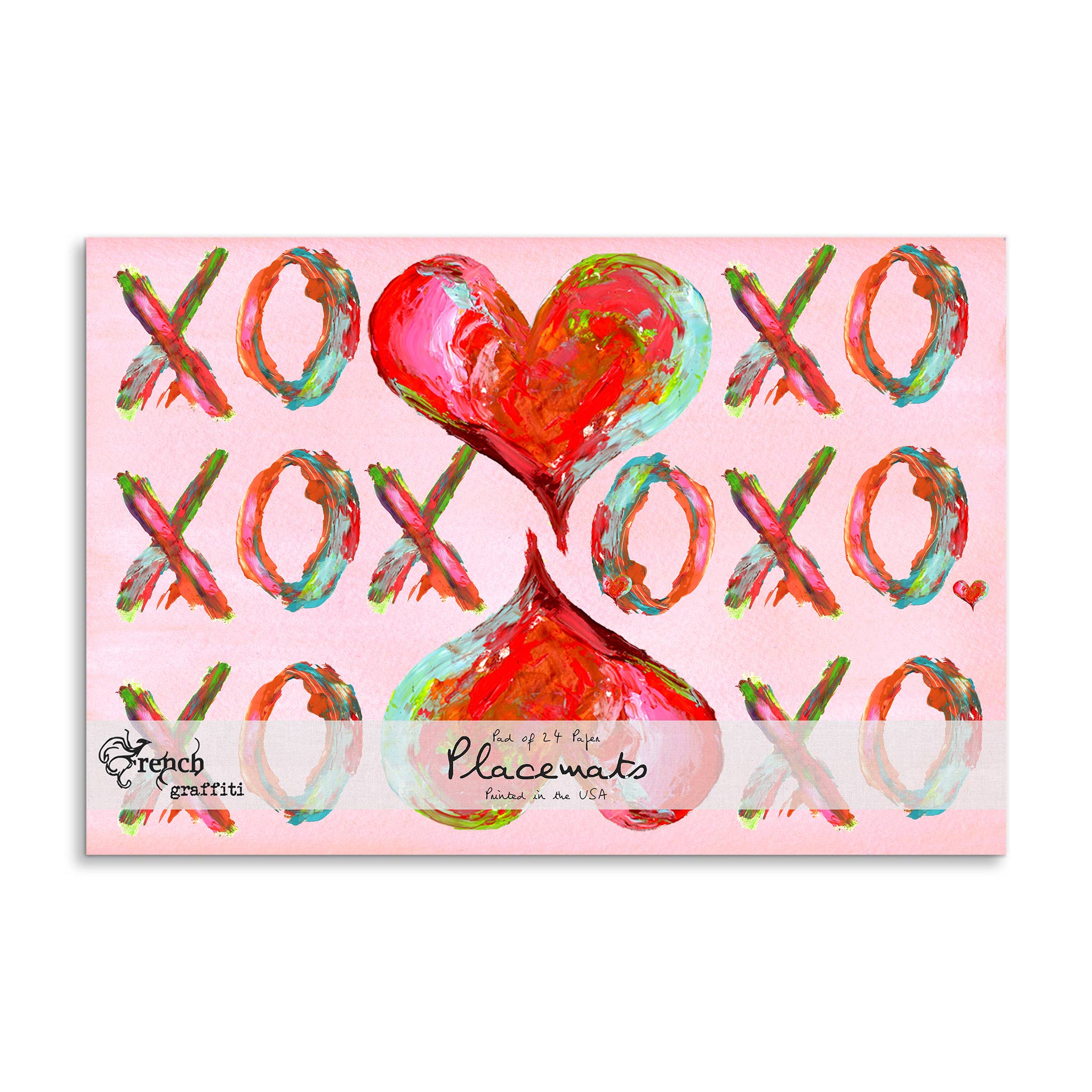 French Graffiti - Wholesale Disposable Placemat - Colorful Hearts Paper Placemats0
