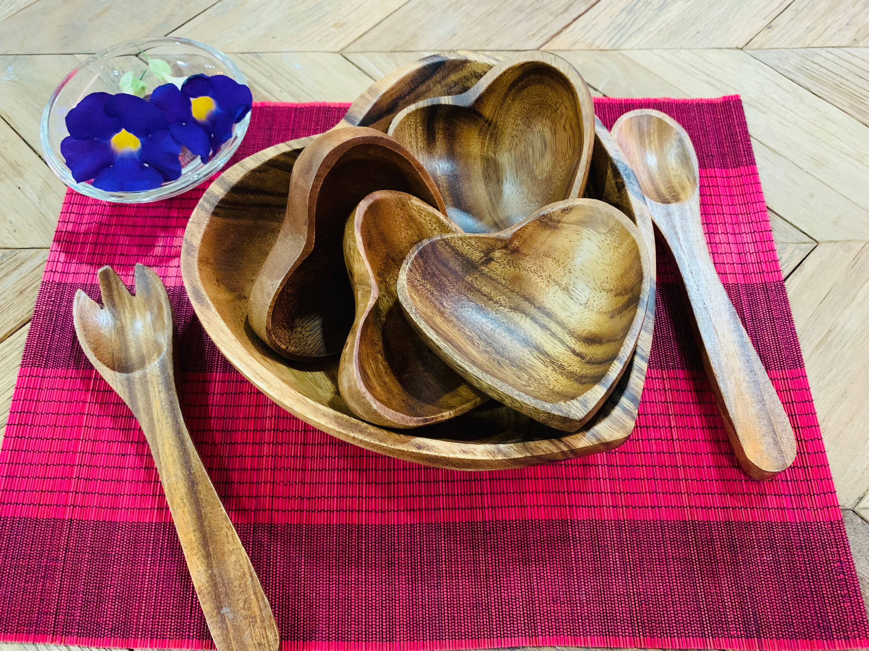 Woodware&Co – wholesale Serving utensil – Acacia Wood Set Of 7 | Heart Design4
