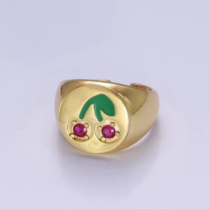Bague à signature en cerise rouge O-2171 pour la vente par Aim Eternal