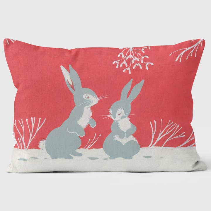 Two Rabbit Under The Mistletoe - Christmas Cushion for wholesale by ART CUSHIONS