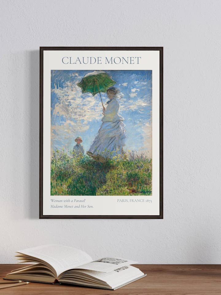 CLAUDE MONET - 'Vrouw met parasol' - wanddecoratie A4, A3, A2 Vintage wanddecoratie. voor wholesale door Gabrielle Dalsan