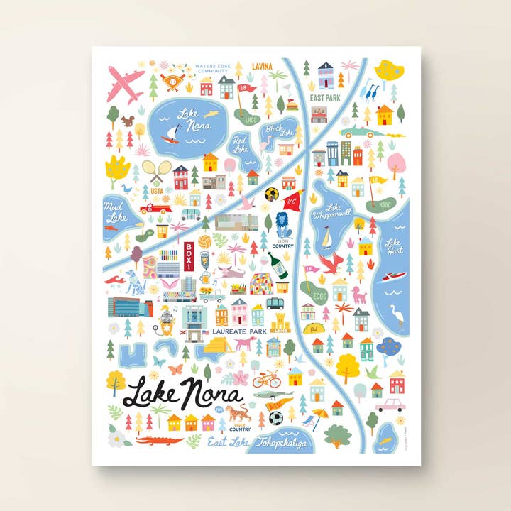 LAKE NONA FLORIDA Map Art Wall Decor City Series Print for wholesale by A. B. Newton and Company