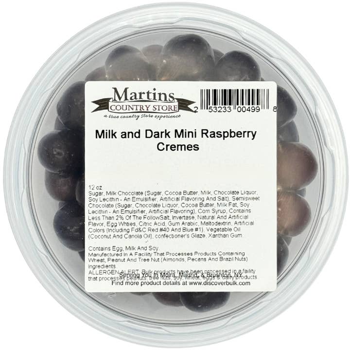 MINI RASPBERRY CREMES MILK/DARK CHOC 12oz for wholesale by Martin's Country Store LLC