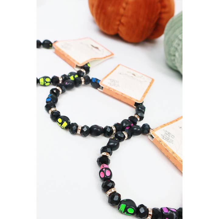 MIX COLOR Colorful Halloween Theme Skull Bracelet for wholesale on Faire