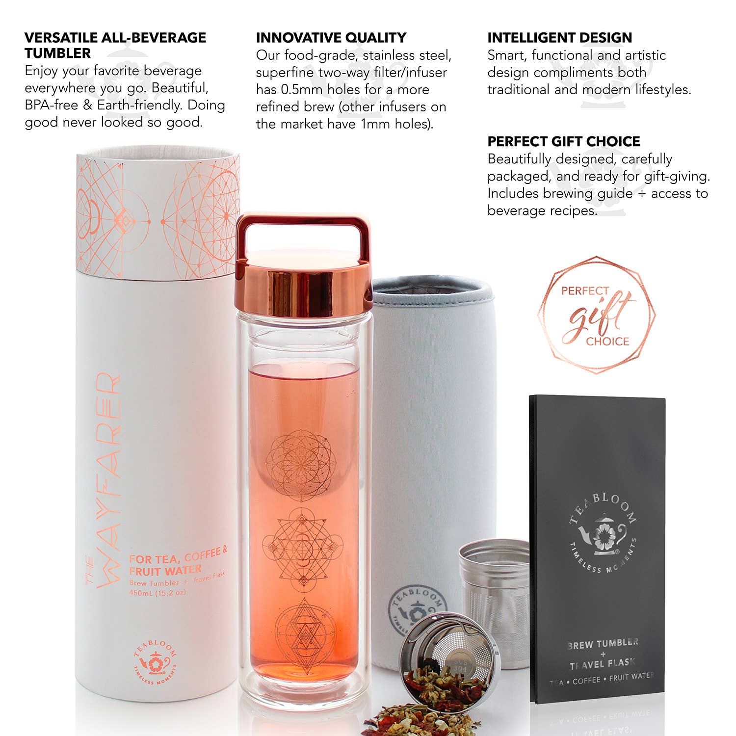 Teabloom - Wholesale Insulated Mug/Tumbler - Teabloom All-purpose Beverage Tumbler   15 Oz / 450 ml2