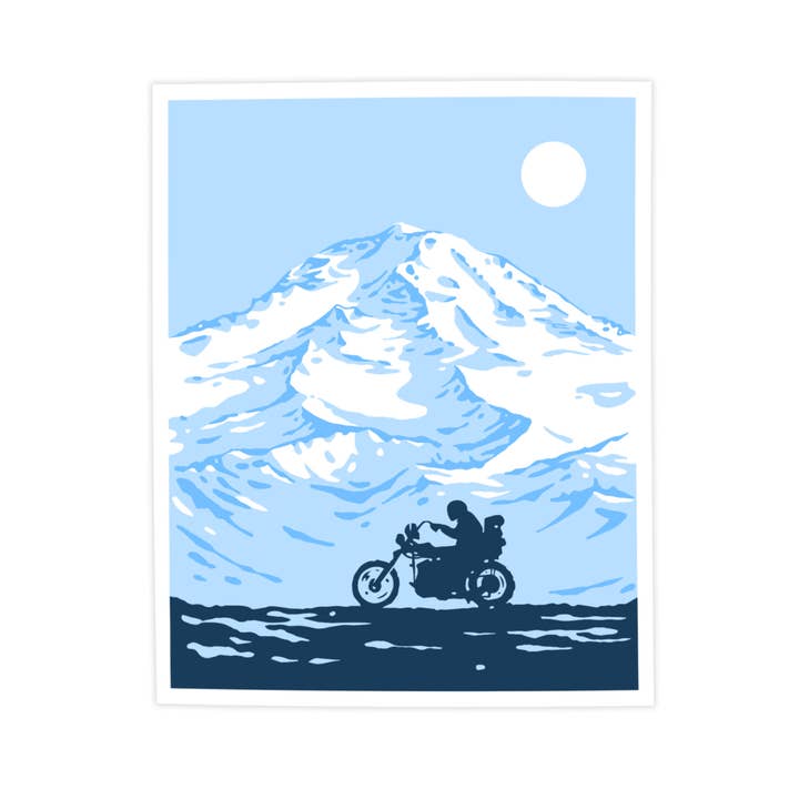 Winter Ride Print - Moto - Mount Rainer Illustrationsplakat for engroshandel hos Kamin Tersieff