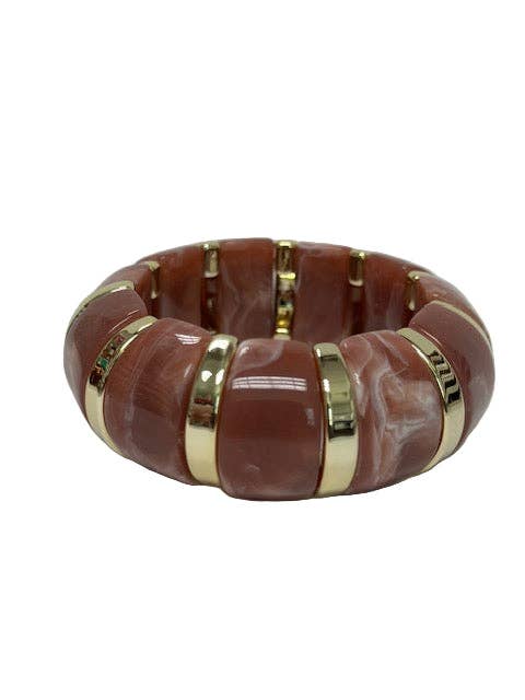 Simply Jewels - Wholesale Bangle Bracelet - Marble effect red stretch resin bangle bracelet   BR-21WA14983