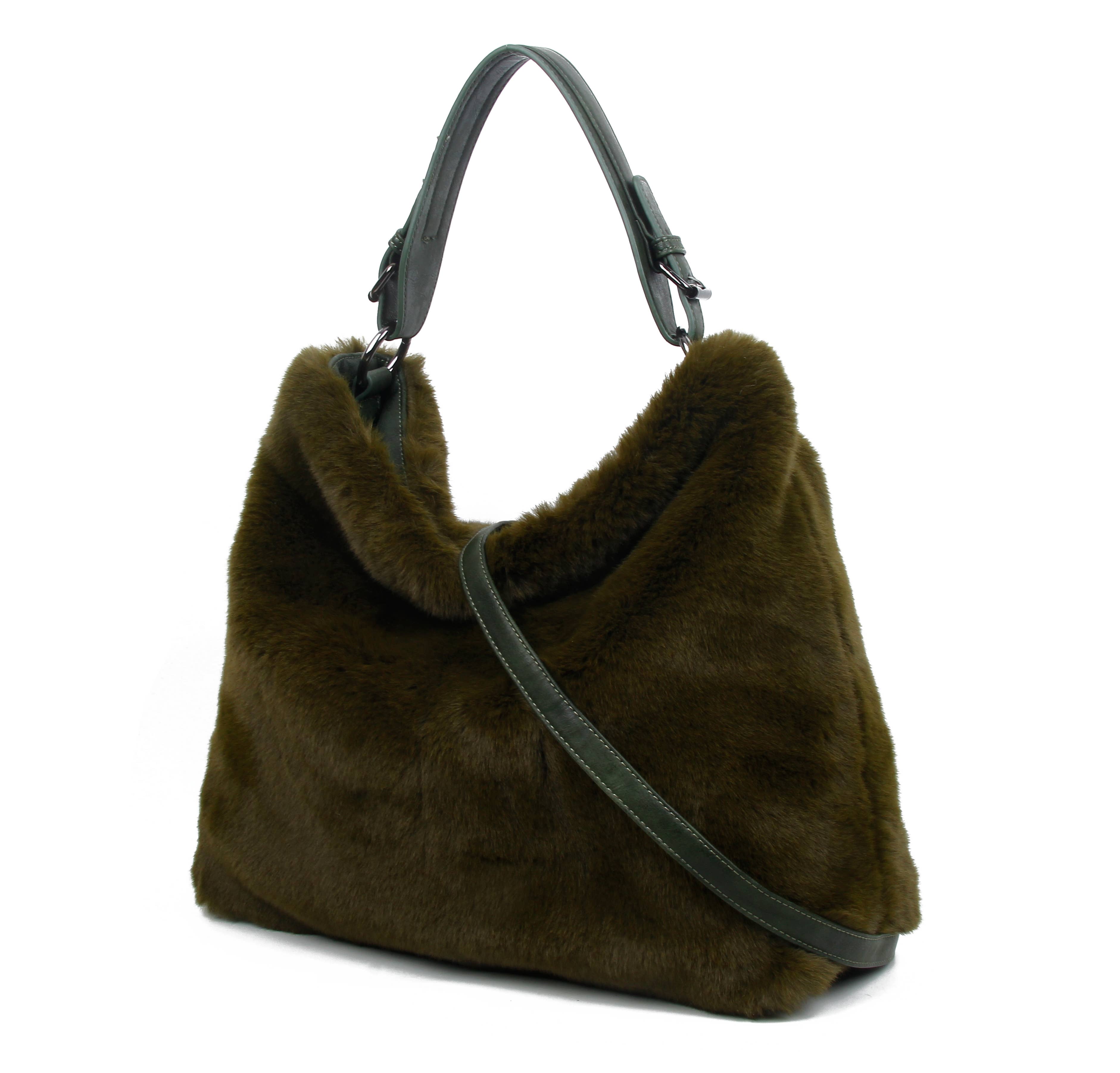 Papaya Fashion Ltd – wholesale Shoulder bag – women's – HF170433-Top handle faux fur handbag with top zip closure10