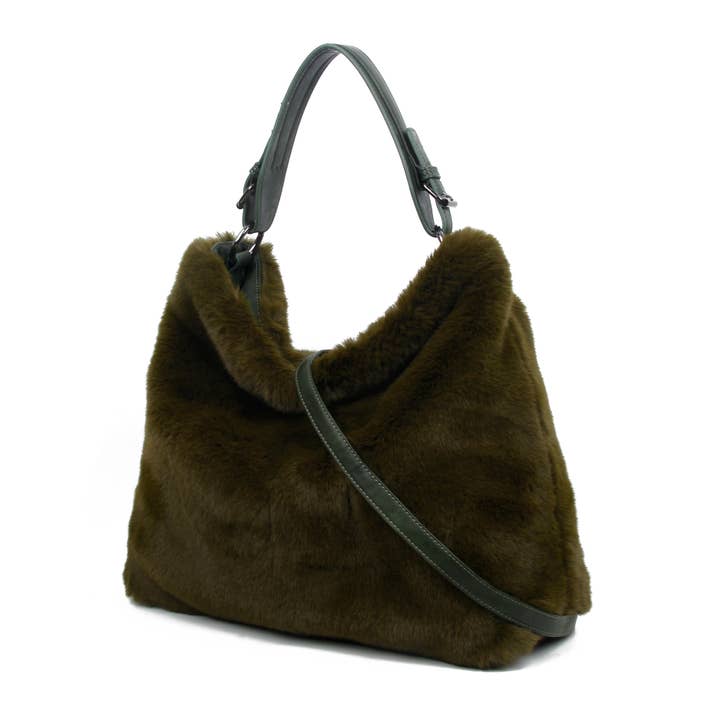 Papaya Fashion Ltd - Vente Sac porté épaule – femme - Sac à main en fausse fourrure avec poignée supérieure et fermeture éclair sur le dessus.10