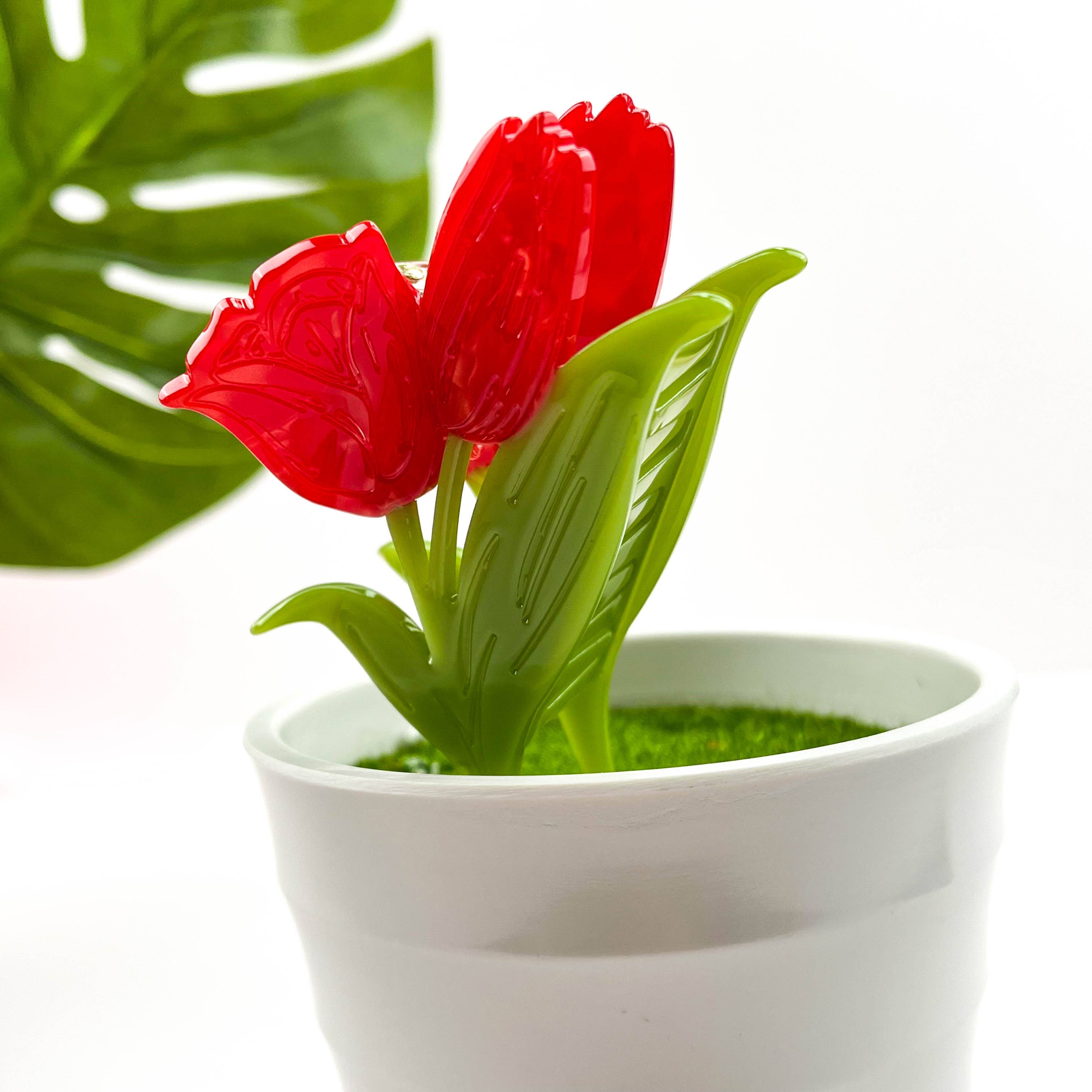 TheDivaSoap - Wholesale Hair Clip - Women's - Red Tulip Claw Clip, Floral Hair Clip2