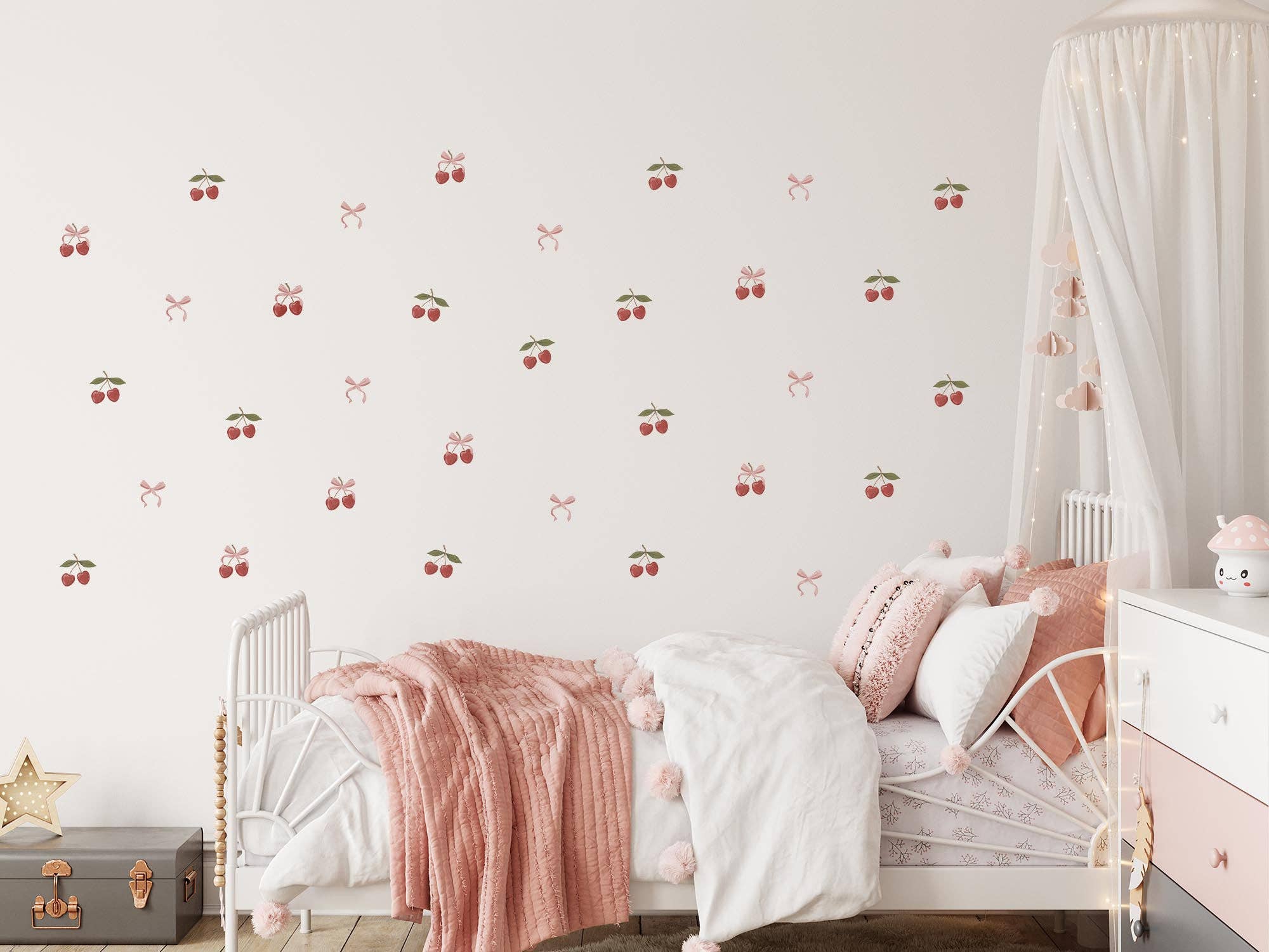 Cherrypick – wholesale Wall decal/stickers – Peel & Stick Fabric Wall Stickers - Cherries & Bows7