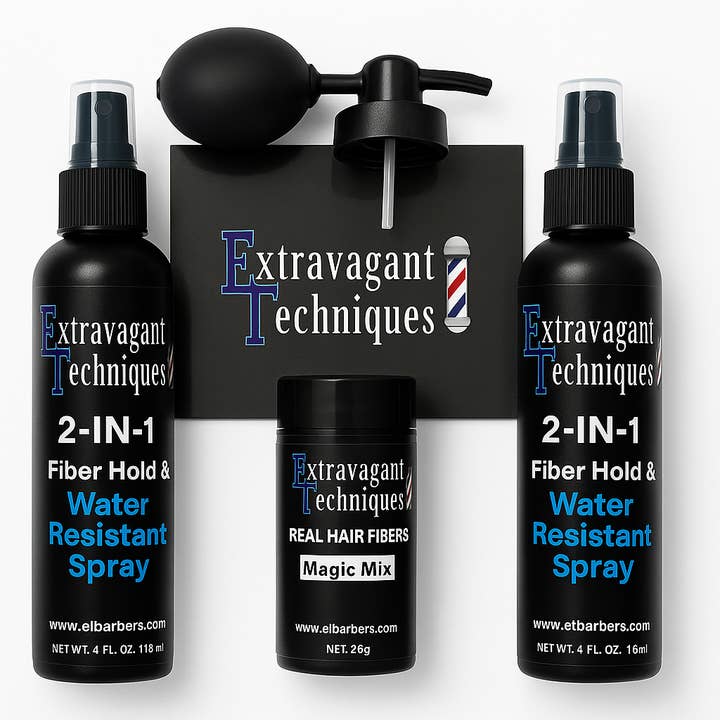 Hair Fiber Kit, Real Hair Fibers with 2-in-1 Holding Spray &Water Resistant Spray. for wholesale by Extravagant Techniques