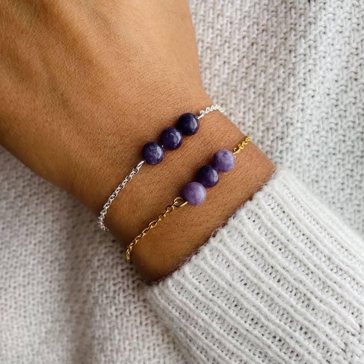Pulsera Triple Perla Lepidolita para venta al por mayor de MyMagicStones