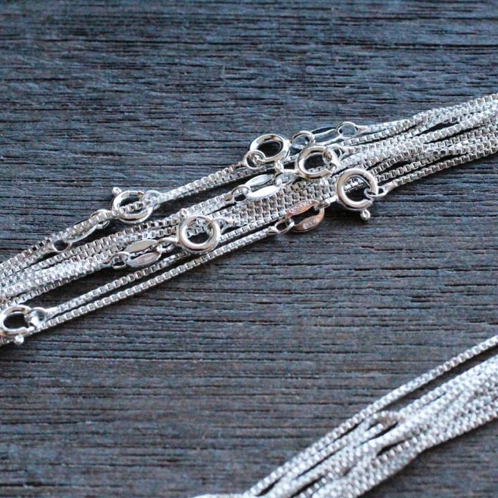 Keystone Crystals - Wholesale Link & Chain Necklace - Sterling Silver .08 Box Chain with Lobster Claw