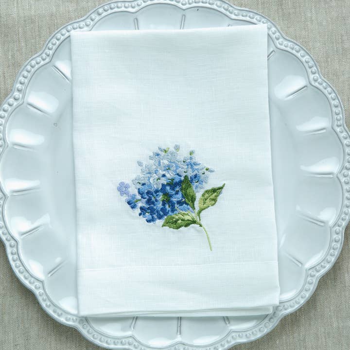 Hydrangea Tri-Fold Napkin for wholesale by Arte Italica & Crown Linen Designs