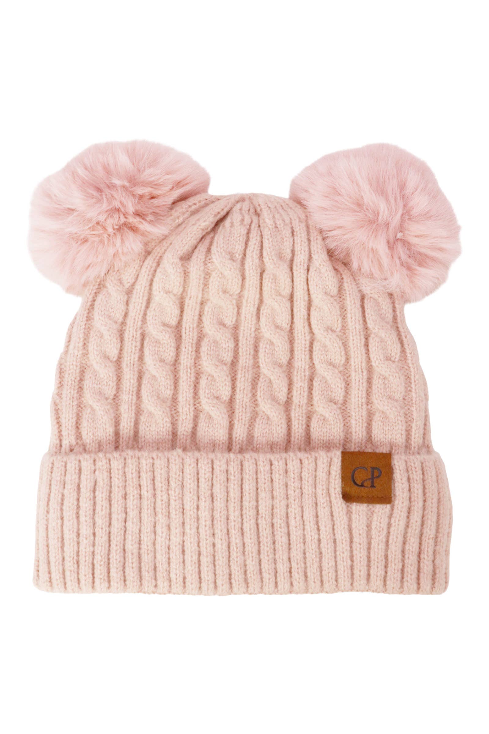 ASSORTI Zachte Neutrale Kabelgebreide Dubbele Pompon Muts voor groothandel op Faire12