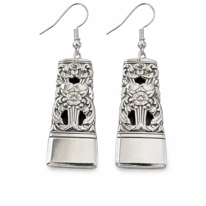 Coronation Spoon Earrings, By Oneida Silver, 1936 for wholesale by Handpicked By Lori