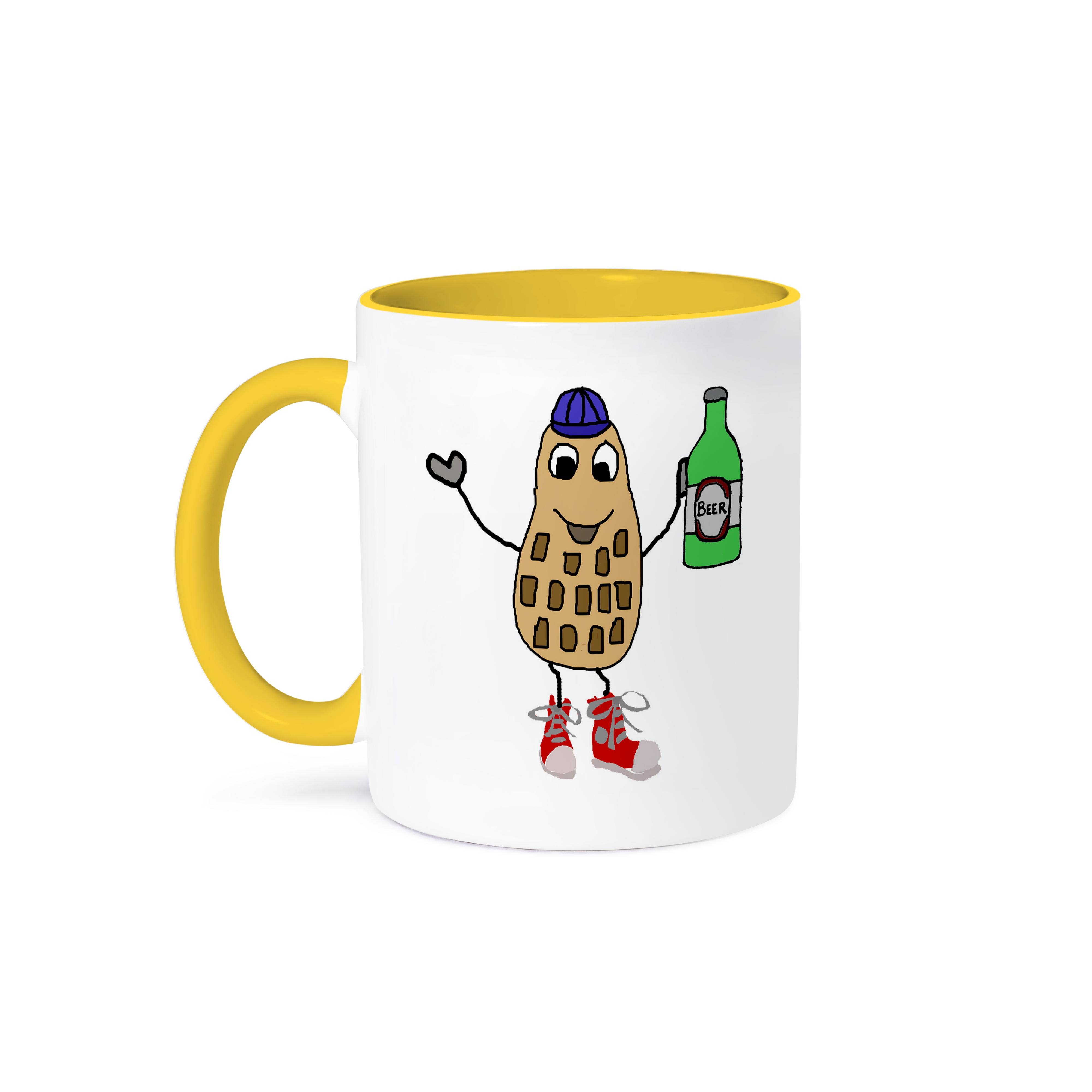 3dRose – wholesale Coffee mug – 3dRose, Funny Cute Peanut Man Drinking Beer Cartoon, Mug0