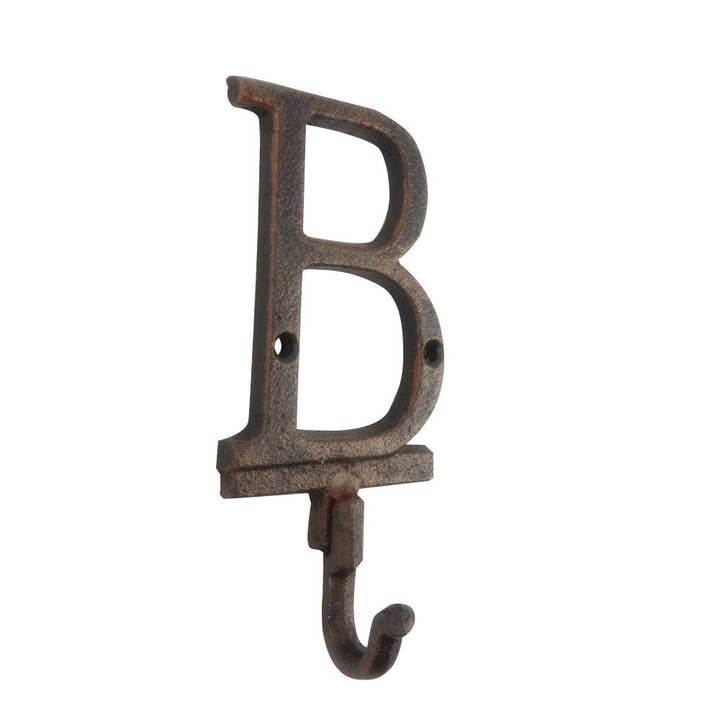 Crochet mural rustique alphabet lettre B en fonte cuivre 6" pour la vente par Hampton Ironworks