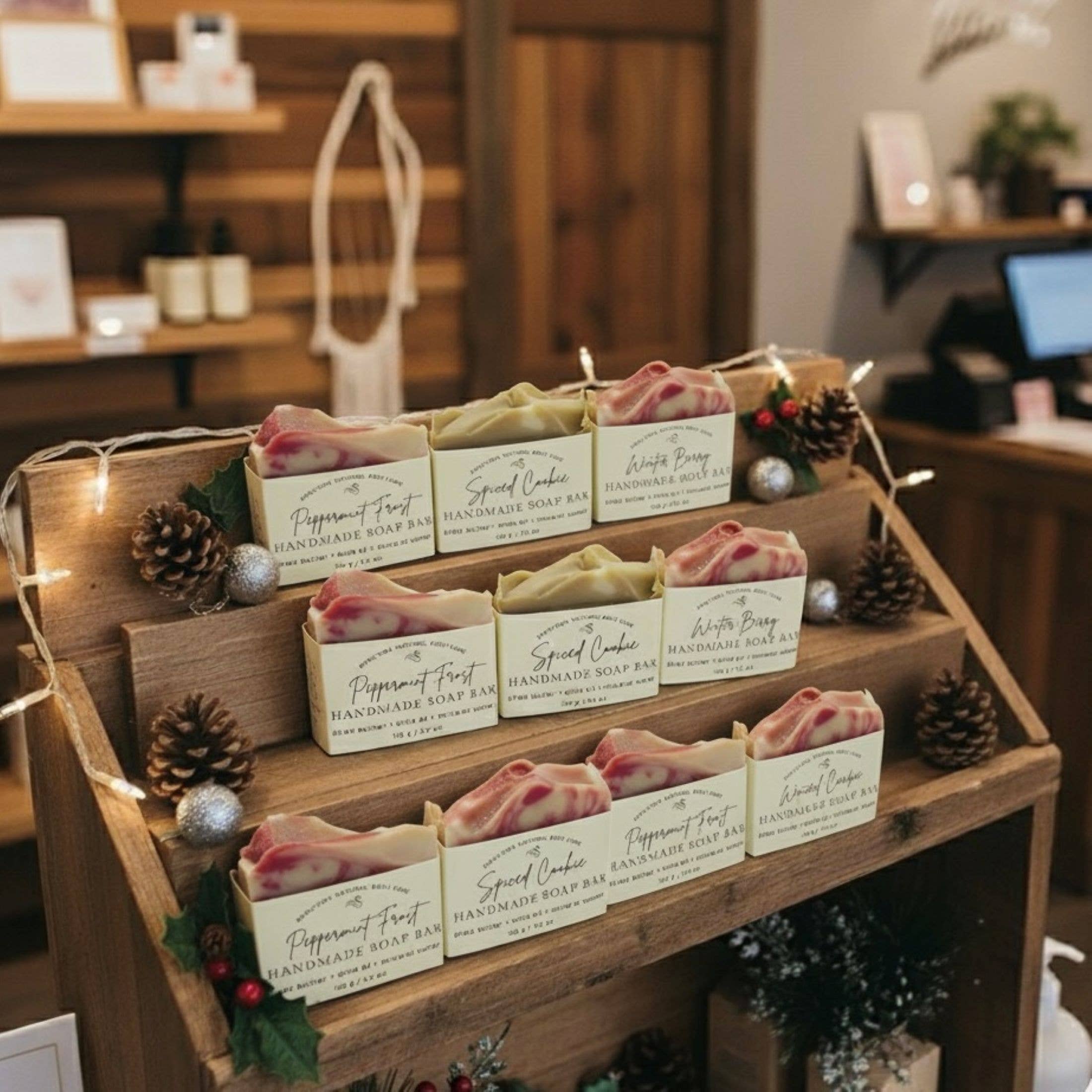 SARATOGA SOAP COMPANY - Wholesale Bar Soap - Peppermint Frost Handmade Soap Bar SEASONAL VEGAN Winter4