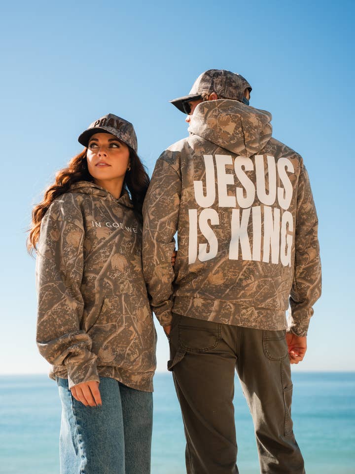 'Jesus is King' Camo Hoodie for wholesale by In God We Must