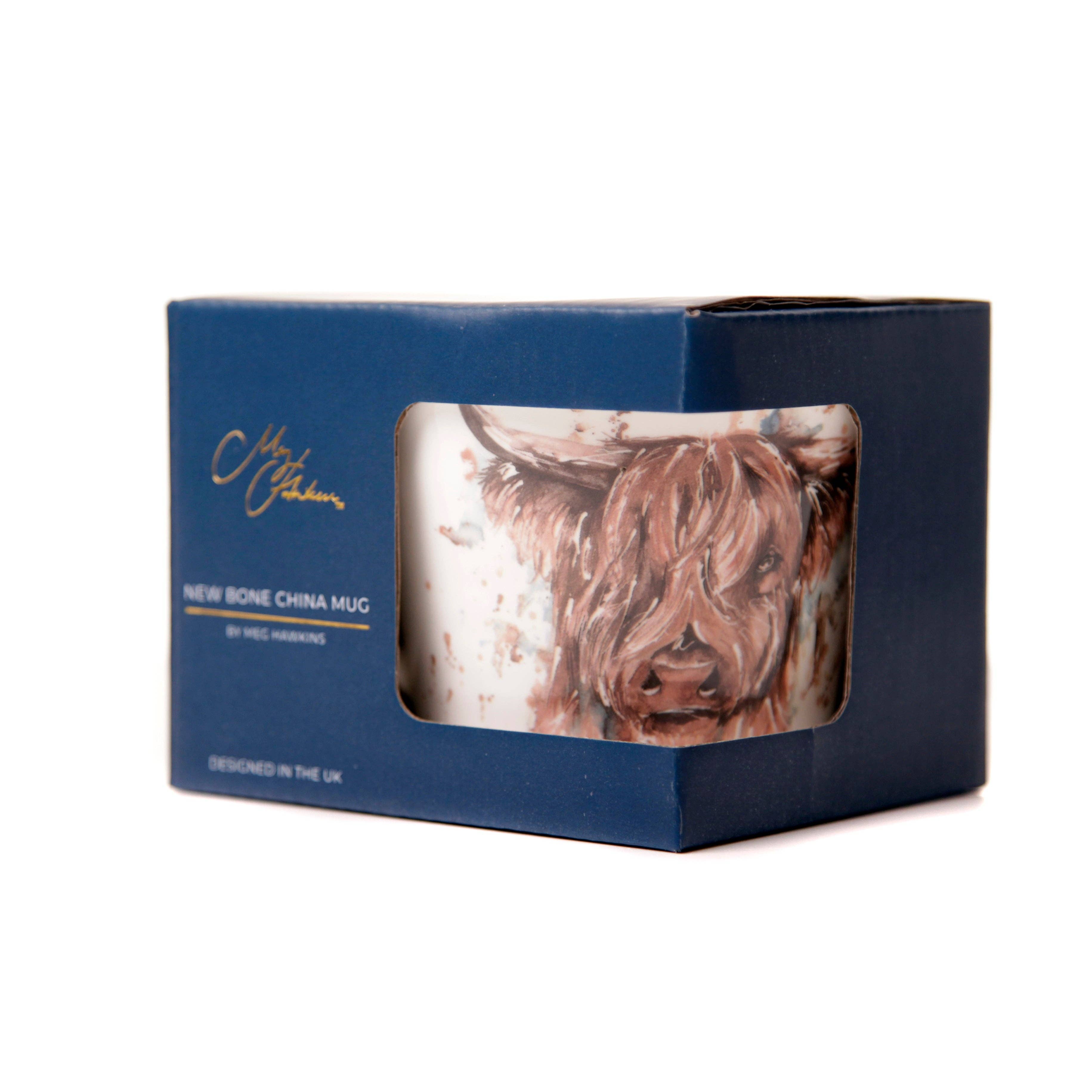 Meg Hawkins Art - Wholesale Coffee Mug - 'The Hebrides' Highland Cow Design Bone China Mug3