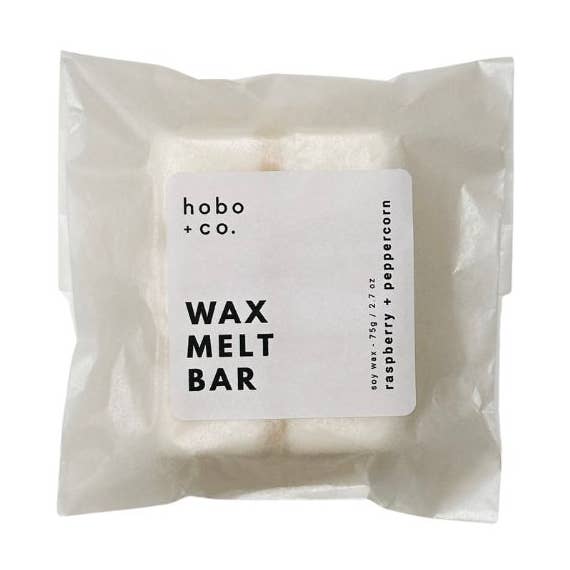Raspberry and peppercorn wax melt bar for wholesale by hobo + co. candles