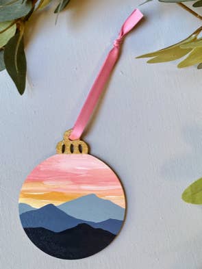 3 Inch Sunset Mountain Ornament for wholesale by 704 North Design co