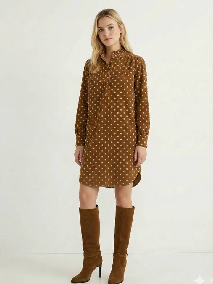 Kleid aus Samt mit Punktmuster @69098Pois_RVPois für den Großhandel von Mimi & Gogo