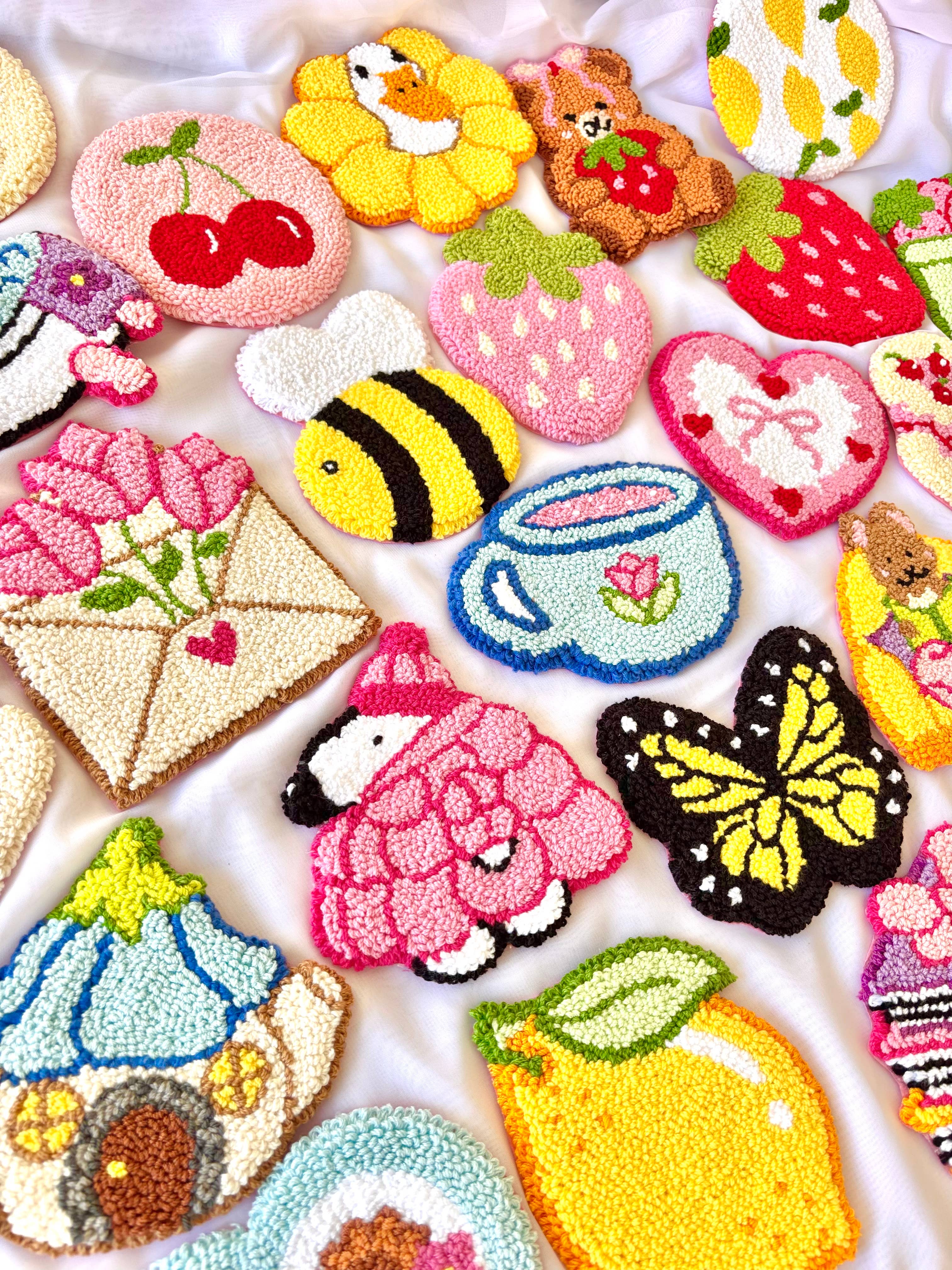 Honey Punches - Wholesale Coasters - Handmade punch needle mug rugs, coasters for coffee lovers5