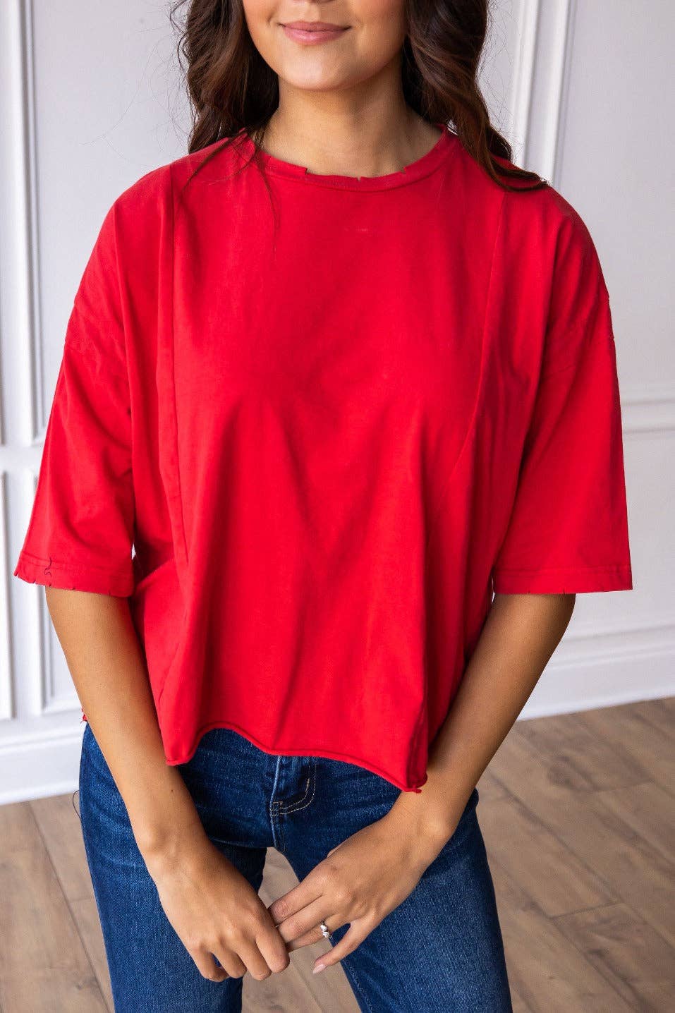 Red Boxy Crop Top for wholesale on Faire1