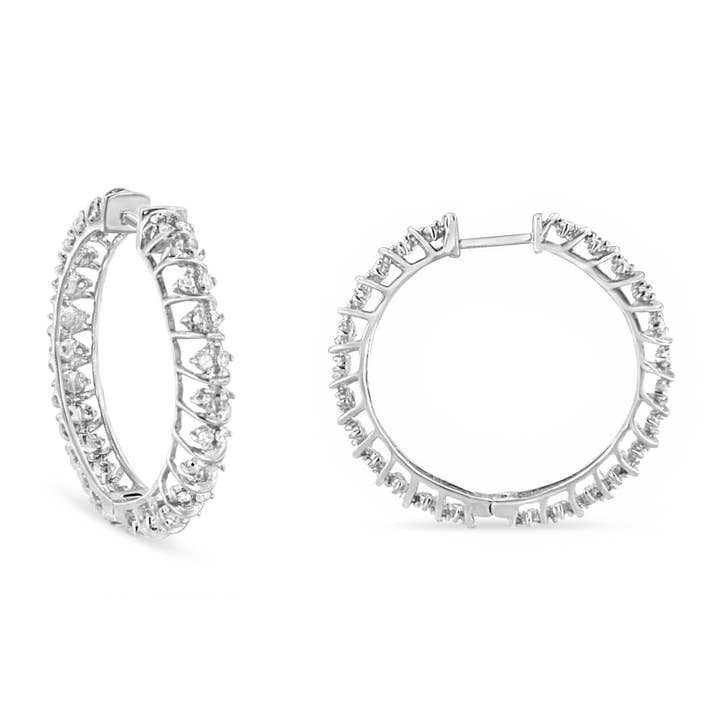 Sterling Silver 1/2 Carat Diamond Hoop Earrings (I-J, I2-I3) for wholesale by Infinite Jewels