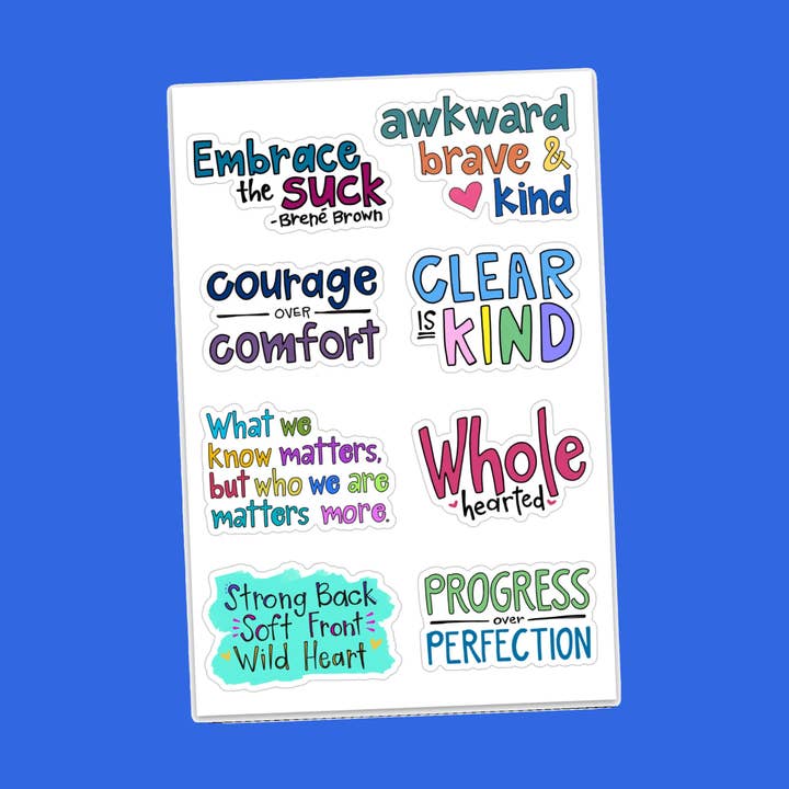 Brene Brown Kiss Cut Vinyl Sticker Sheet for wholesale by Stick-Me-Ups